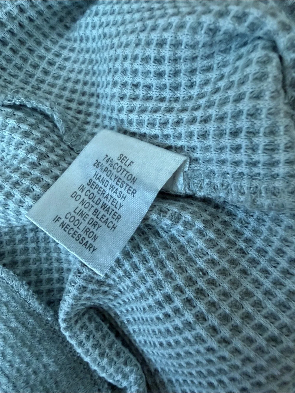 Cotton Candy LA Light Gray Waffle-Knit Long Sleeve Crop Top - Picture 3 of 4